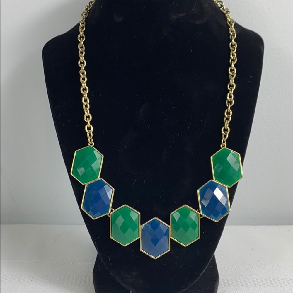 Blue and Green Gold Chain Necklace Chocker